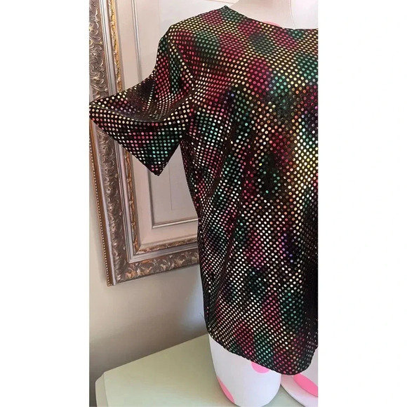 Vintage Kathie Lee Collection Women’s Large Multicolor Vibrant Sequin Shirt Top - Picture 2 of 11